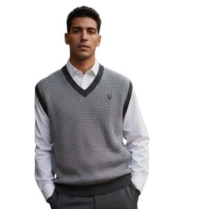 Arrow Knit Sweater Vest Gray Mens Size Large